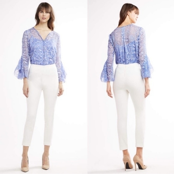 Elie Tahari Jessalyn Cream Slim Ankle Pant - Picture 1 of 6